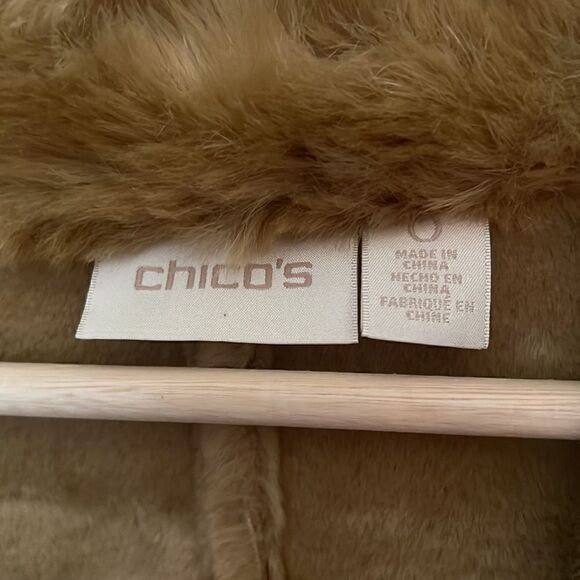 Chico’s Tan Faux Shearling and Faux Suede Leather Jacket Size Small - Picture 7 of 15